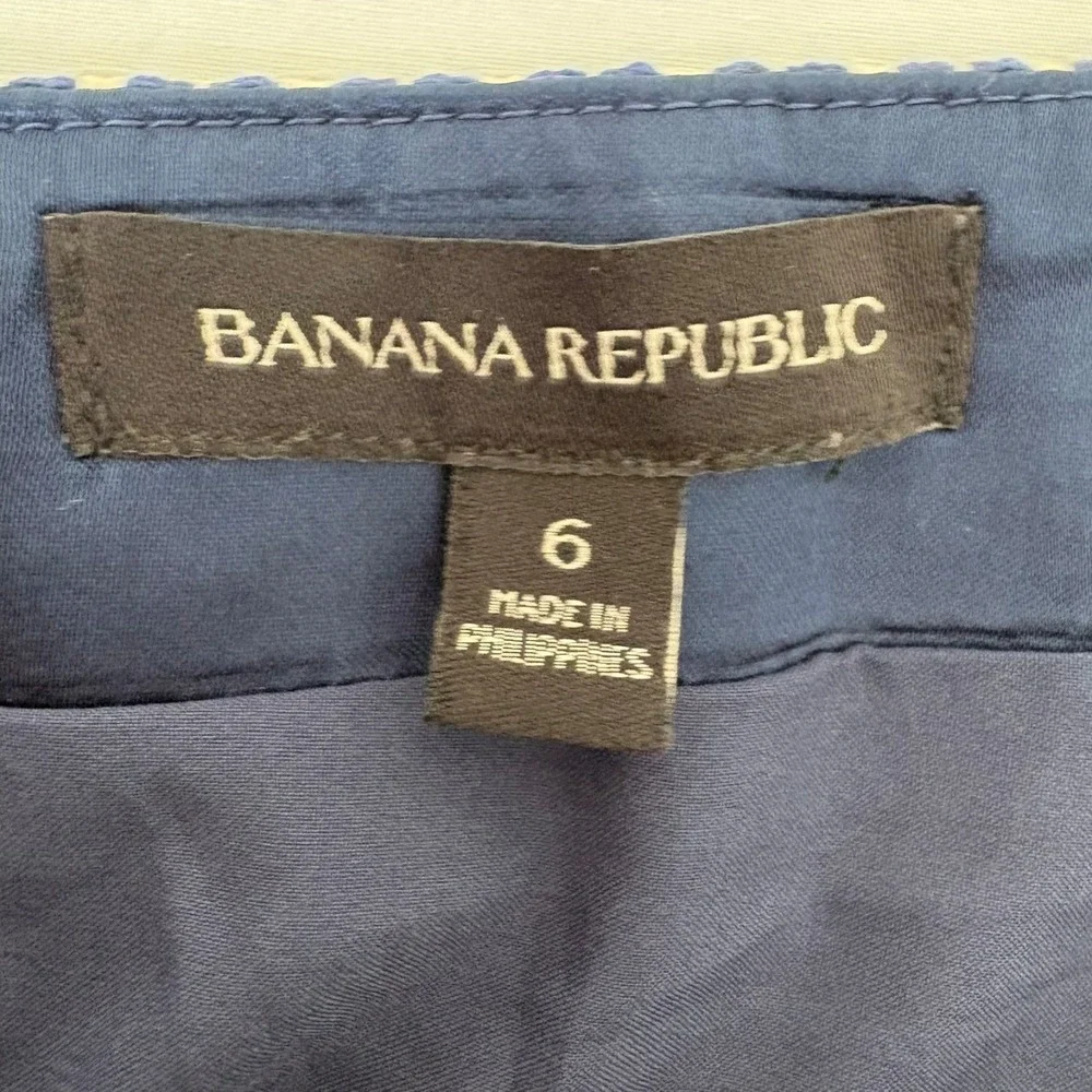 Banana Republic Womens Gray Blue Tweed Pencil Plaid Lined Side Zip Mini Skirt 6
